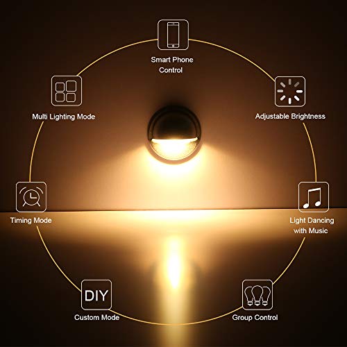 Indarun Low Voltage Led Deck Lights, 10Pcs Landscape Step Lighting, Φ1.38 Bluetooth Warm White Half Moon In-Ground Lighting Waterproof Outdoor Garden Yard Decoration Lights For Stair Pathway Railing #TOP1