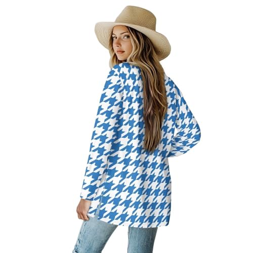 Image of Women's Aztec Open-Front Jacket Lightweight Casual Outerwear Native Western Aztec Pattern & Plaid Houndstooth Print