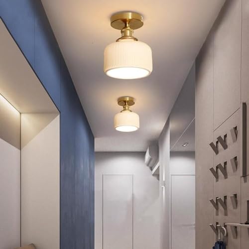 Plafonnier en laiton véritable et céramique plissée au design rétro chic - 3