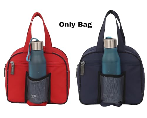 Image of STRONG LIFE Combo Polyester Tiffin School Office Picnic Work Lunch Bag for Kids with Bottle Holder Pack of 2 (Red+Blue), 4 Litre
