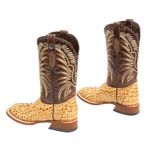 Men's Cowboy Boots Caiman Hornback Print Orix/Brown Top EXTRA WIDE SQUARE TOE3