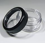 BMS Cosmetic Jars 10 Gram Plastic Containers Refillable 200 Count Black Trim Cap