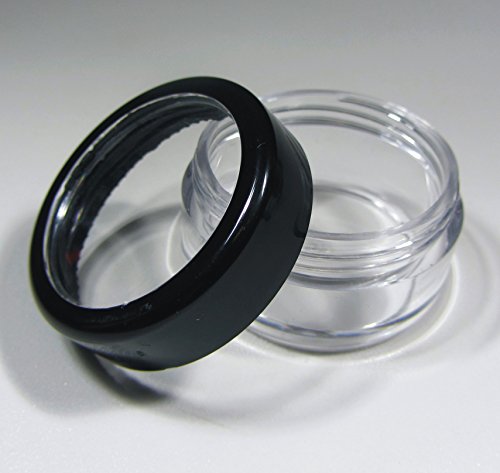 BMS Cosmetic Jars 10 Gram Plastic Containers Refillable 200 Count Black Trim Cap