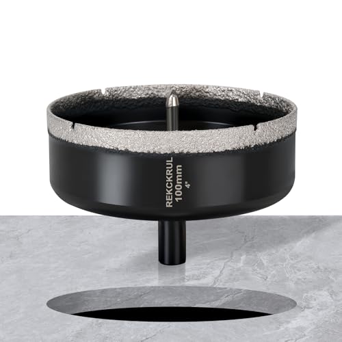 Image of 4 Inch Diamond Hole Saw with Pilot Drill Bit 1PCS | Premium Tile Hole Saws Porcelain, Ceramic, Granite, Marble, Glass , 1-3 /8 inch Cutting Depth, Serrated Edge Wet /Dry Use (100mm)