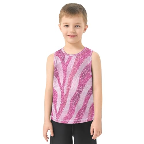 Bolaz Boys Athletic Quick Dry Tank Top Sleeveless Workout T Shirts Age 11-15,Pink Glitter2