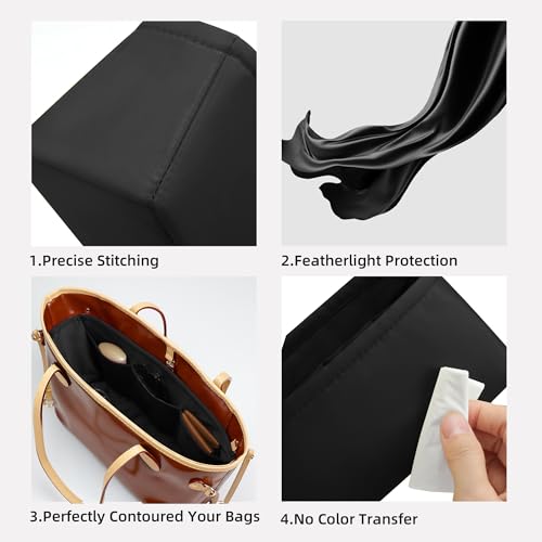 Image of DGAZ Purse Organizer Insert Fits Neverfullbag BB /PM /MM /GM，Silk Bag Organizer，Luxury Handbag & Tote Shaper(Black,BB)