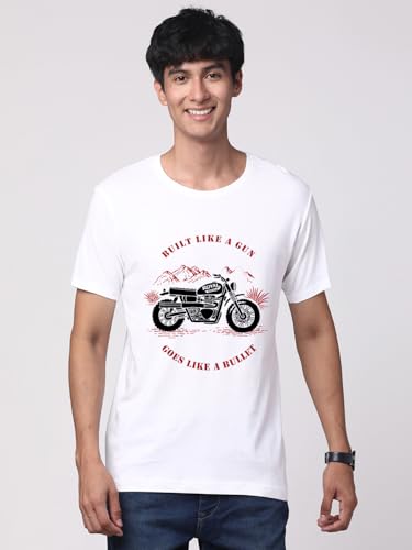 Image of ADRO Men's Royal Bike Design Printed 100% Cotton T-Shirt - Regular Fit, Printed T-Shirts for Men
