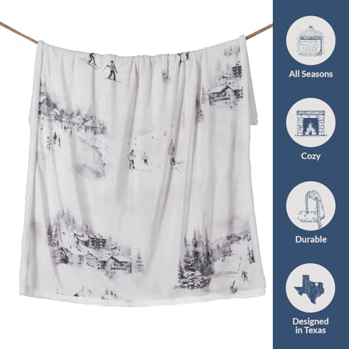 Image of Paseo Road Indigo Hill by HiEnd Accents Ski Toile 54x68 Throw Blanket