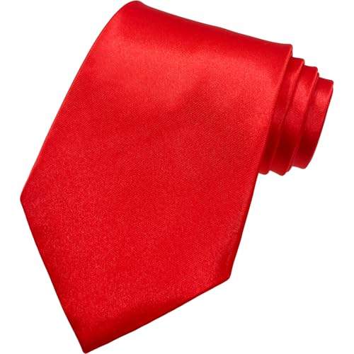 AHLPO Elegante Krawatte für Herren Satin 8 cm, Klassische Schlips Herren für Hochzeit, Büro, Party und Festliche Veranstaltungen - Einfarbig in Verschiedenen Farben Tie Rot...