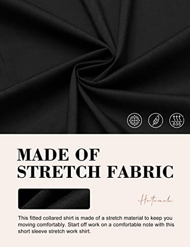HOTOUCH Women's Basic Button Up Shirt Short Sleeve Stretchy Button Down Collared Shirts Waitress Work Shirt4