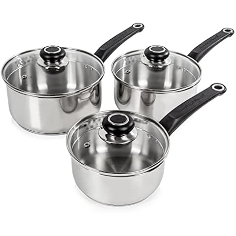 Morphy Richards 970003 Equip 3 Piece Pan Set-Stainless Steel, Set of 3 Cover
