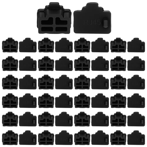 WJIAAA Ethernet Plug,Ethernet Port Cover,50 Pcs Silicone RJ45 Hub, Dust Plug Caps for RJ45 Female Port Devices TV Computer Other Devices Black