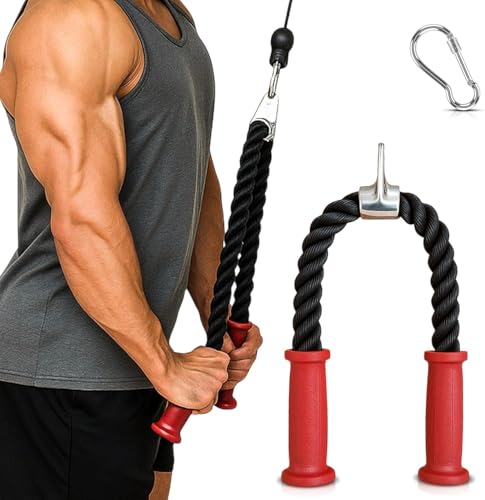 FourRoar Cuerda Triceps con Mango Ergonómico Antideslizante Aguanta 300Kg | Cuerda Triceps Polea Evita la Presión en Las Manos | Agarre para Triceps Metalico