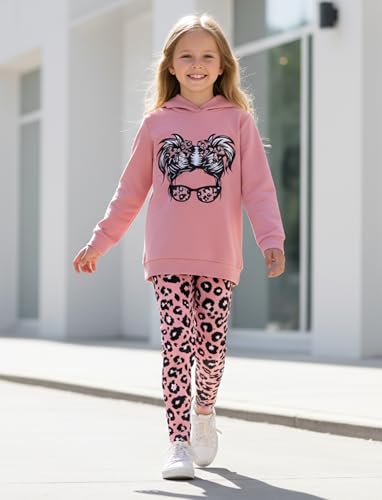 Image of PATPAT Girls 2 Piece Outfits Long Sleeve Hoodie and Leggings Clothing Set Outfits for Girls 4-12Y Fall /Winter Outfits