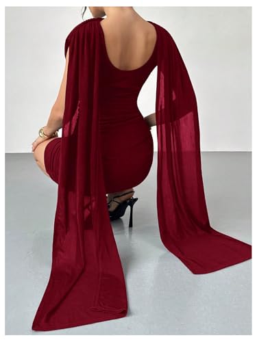 Image of RoseSeek Women's Elegant Formal Bodycon Cocktail Cape Sleeve Mini Dress