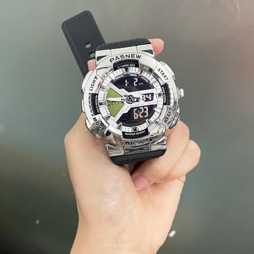 Image of PASNEW Boys' Watches - Dual Display, Large Dial Sport Watch, Black Outdoor Watch for Boys & Teens - Waterproof
