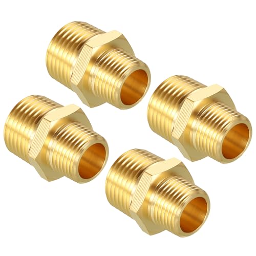 Kozelo Pack of 4, 1/2" NPT Male to 3/8" NPT Male Solid Brass Hose Fittings Adapter by Kozelo - Used condition - CA$6.87