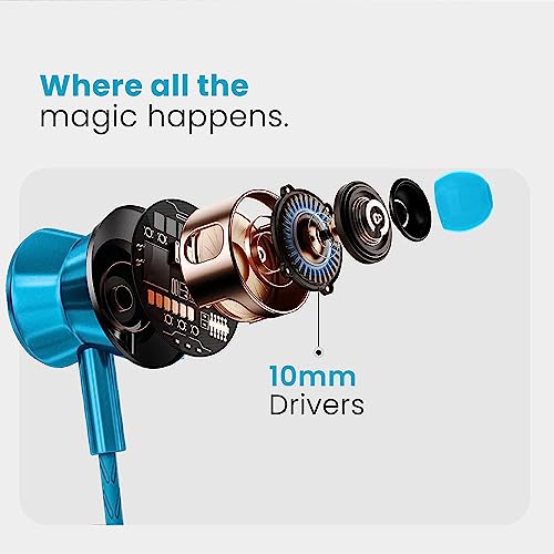 Image of AMS NB-30 Newly Launched, in Ear Earphones with 80Hrs Playback, Bluetooth 5.0 Wireless Headphones with mic, Deep Bass Neckband, IPX5 Water Resistance,Magnetic Earbuds, Fast Charging | Blue
