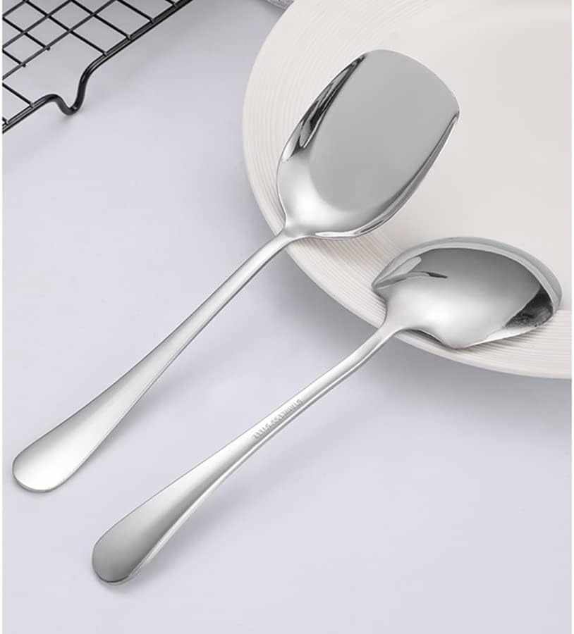 Miniatura 7 de Juego de 2 cucharas plateadas de acero inoxidable moderno, aptas para lavavajillas