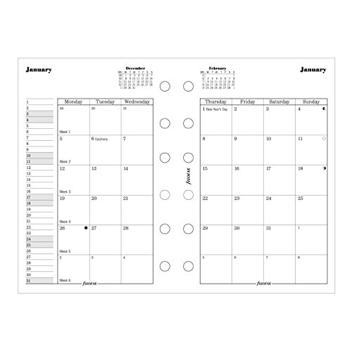 Filofax Month on Two Pages Refill for 2015 Pocket Size Yearly Calendar, White (C68210-15)