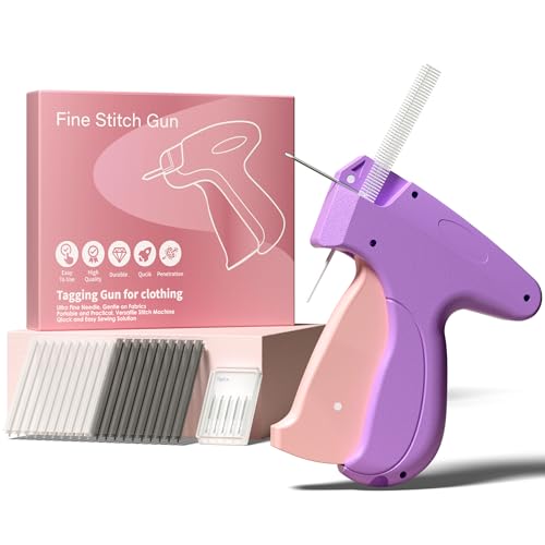 STARALUMZQ Stitchy Quick Clothing Stitch Gun Mini Handheld Tool for Clothes Fabrics Garments Curtains DIY Sewing & Labelling. Includes 6 Needles and 2000 Black & White Fasteners (Purple + Pink)