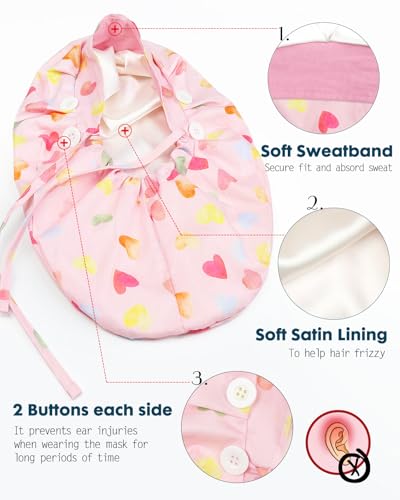 Image of Satin Lined Scrub Cap for Women Extra Large Long Hair Surgical Nurse Cap 4 Buttons