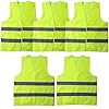 GOZAR 5 Stuks Hoog Zichtbaarheid Hesje Mesh Reflecterend Hesje Auto Veiligheid Waarschuwing Verkeer Voertuig Jaarlijks Inspectie Reflecterend Hesje Veiligheid Vest voor Vrouwen en Mannen-Groen