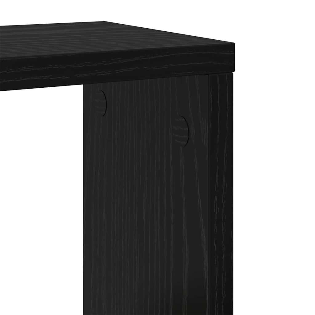 Regały ścienne, czarne, o wyglądzie dębu, materiał drewnopochodny, 26 x 15 x 26 cm, z 2 półkami z deskami, zestaw 2 szt., nowoczesny regał ścienny na książki, na ścianę, regał wiszący, listwa