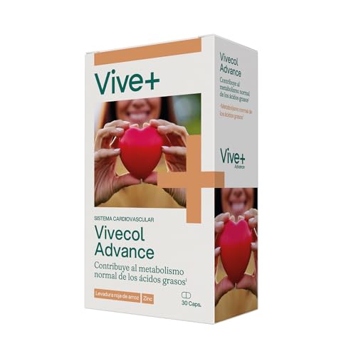Vive+ Vivecol Advance – Levadura roja de arroz + Extracto de olivo + Vitamina K2 + Zinc – Reduce colesterol LDL y apoya salud cardiovascular – 30 cápsulas