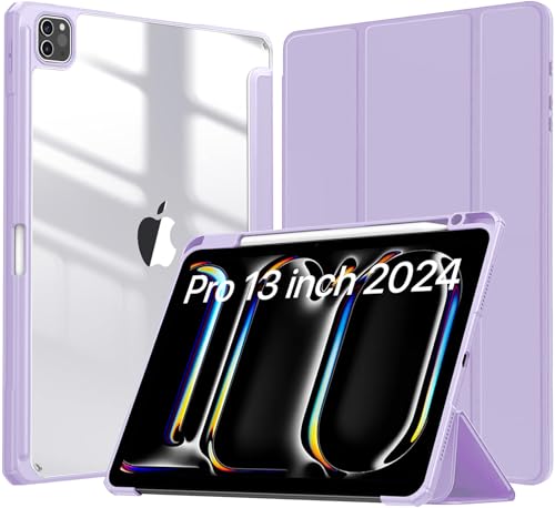 Robustrion for iPad Pro 13 inch M4 Cover Case (M4) 2024 with [Pencil Holder] [Transparent Back] Hybrid Case Cover for iPad Pro 13 inch [Auto Sleep Wake Support] - Lavender (B0D42FFDBV) Amazon Price History, Amazon Price Tracker