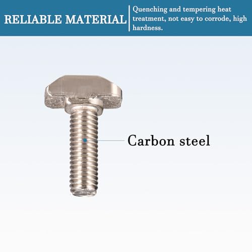 QUARKZMAN M8x20mm T-Nuten einstecken Bolzen Gleitschraube x 10Stk. Kohlenstoffstahl Metrische Hammerkopfschraube für 40 Serie Aluminium Strangpressteile silberfarben