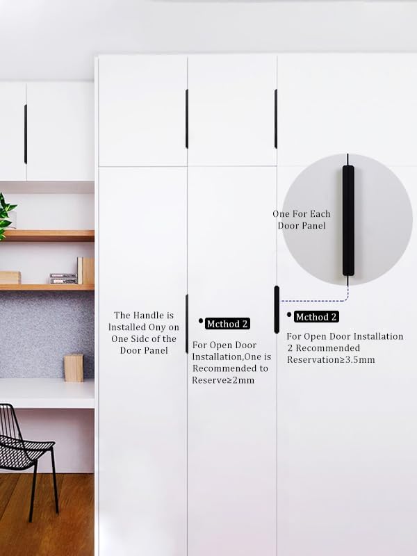 Miniatura 6 de Satanga Tirador de dedo negro con borde para armarios de cocina, tiradores ocultos de aluminio para puerta de montaje trasero oculto para el hogar,