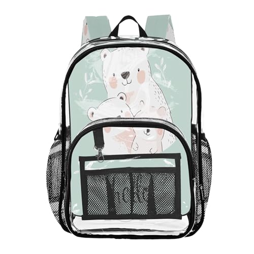 Joitme Bolsa de menta para crianças com ursos fofos, bolsa transparente, bolsa transparente, ursos fofos, menta, tamanho único, urso, família de menta, Cute Bear Family Mint, One Size
