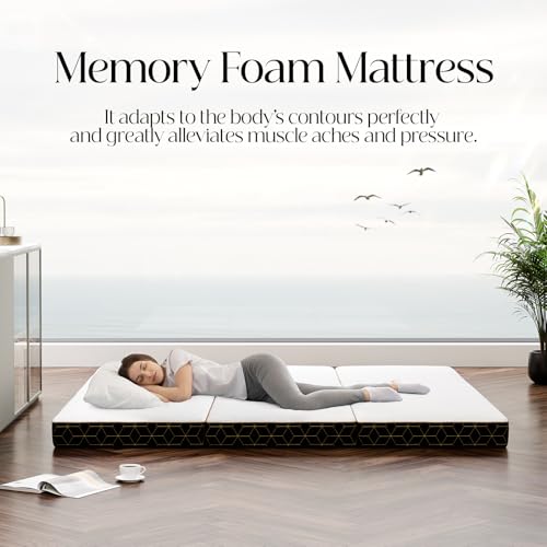 Image of GEMBED Tri Folding Mattress Queen Size - 4Inch Foldable Floor Sofa Bed