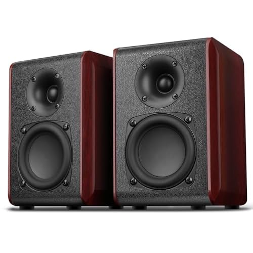 Saiyin Passive Bookshelf Speakers,2-Way Home Stereo Speakers with 3.5 inch Woofer,Amplifier or Receiver Required,Passive Surround, Front Speakers for PC/Gaming/Turntable,4 Ohms,Wall Mountable