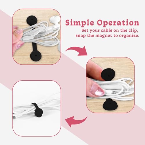 Cintas Magnéticas para Cables Viaky, 6 Unidades, de Silicona, Negro — Organizadores Reutilizables para Cables USB, Auriculares y Cargadores, para Hogar, Oficina, Cocina y Escuela miniatura 5