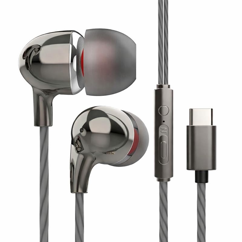 Type-C Earphones for Apple iPhone 15 Pro Max Earphones Original Like Wired in-Ear Headphones Stereo Deep Bass Headset Earbud with Type-C Audio Jack, Mic (Black.C.1TB)-image-29