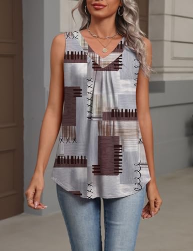 Image of Zeagoo Womens Tank Tops Summer Sleeveless Loose Fit Tops V Neck Pleated Shirts Basic Tees Dressy Casual Trendy Clothes
