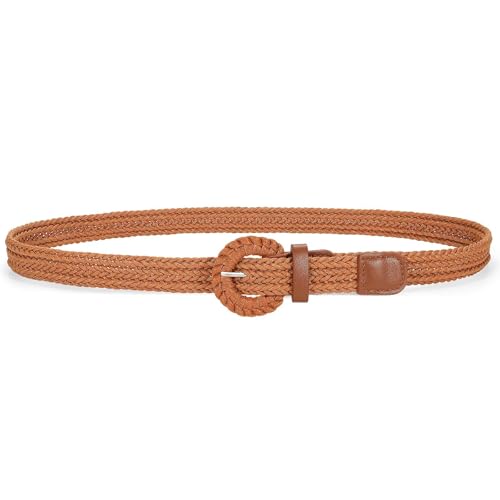 VONMELLI Braided Belt for Women, Woven Rattan Waist for Sunmmer Fashion Dress Jeans Thin Ladies Belts