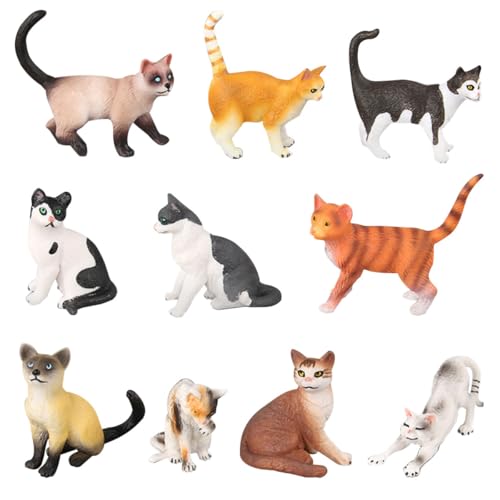 Statues de chats miniatures réalistes : sublimez la décoration de votre maison avec ce lot de 10