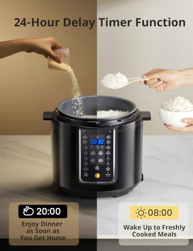Image of COMFEE' 12-in-1 Electric Pressure Cooker, Instant Multi, Non-Stick Pot, Yogurt Maker, Rice Cooker, Slow, Saute Steamer, Pressure Cooker 6 Quart Black