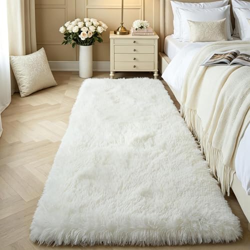 Ivory Cream Fluffy Shag Runner Rug