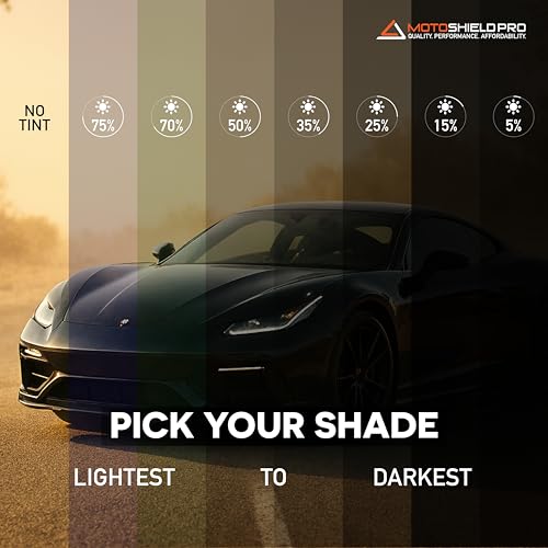 MotoShield Pro 25% VLT Nano Ceramic Window Tint for Car 20” in x 5’ ft 2PLY Roll High Heat Rejection & Glare Reduction Auto Tint Privacy Film, Rejects up to 99% IRR, 99% UV Blocking, Easy DIY Shrink