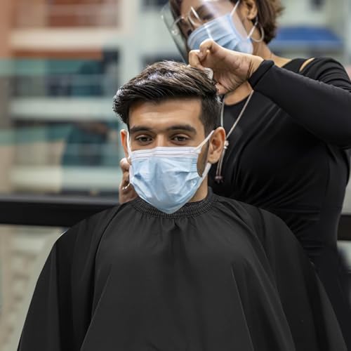 Capa de peluquería impermeable con ventana para corte de cabello, delantal para salón para adultos uso profesional y barbería miniatura 7