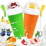 Slushie Cup, 2 Pack Frozen Magic Slushy Cup, Reusable Slushie Maker Cup for Juice Milk Yogurt Ice Cream Make, DIY Slushy Maker Cups with Lid &...