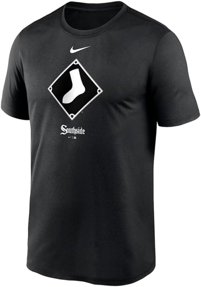 Nike Men's MLB City Connect Legend Practice Velocity T-Shirt (US, Alpha, Large, Regular, Regular, Black, Chicago White Sox)