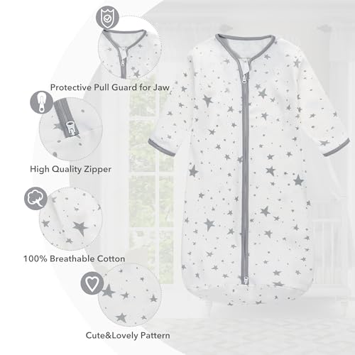 Image of Miracle Baby Long Sleeve Sleep Sack 2-Pack, 100% Cotton Wearable Blanket Baby Sleeping Bag for Newborn Infant Toddler