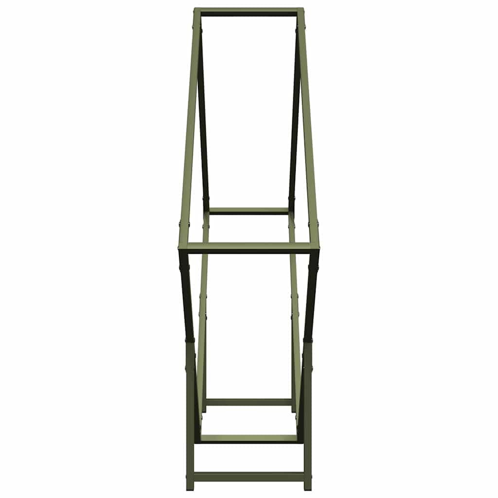 Homgoday Leñero Verde Oliva 100x25x100 cm Acero Laminado en frío Estante metálica para leña,Soporte de Almacenamiento para Interiores y Exterior