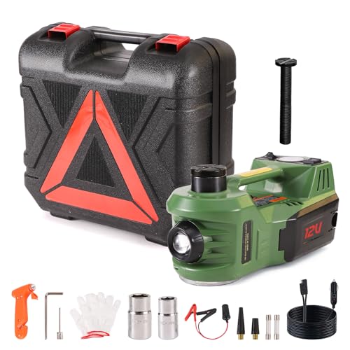 Image of EFFIROSO Portable 5 Ton 12V Electric Car Jack Hydraulic Floor Jack for Car with Tire Inflator Pump for Vehicle Emergency Repair Kit 11023lbs