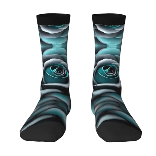 Teal Gray Rose Adult Sports Socks-Men'S Cotton Mid-Calf Socks:A Fusion Of Comfort,Style,And Functionality